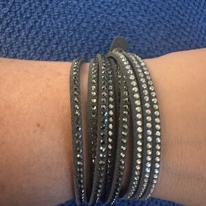 Touchstone Crystal Gray Multi-Row Wrap Bracelet with Sparkling Crystals